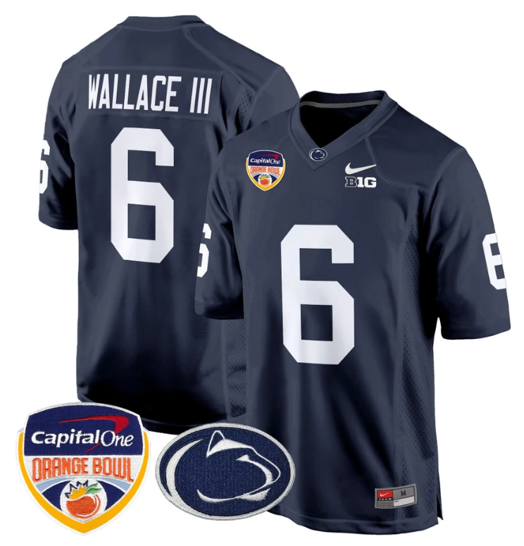 Harrison Wallace III Jersey #6 Custom Penn State Orange Bowl Patch Navy by My Store