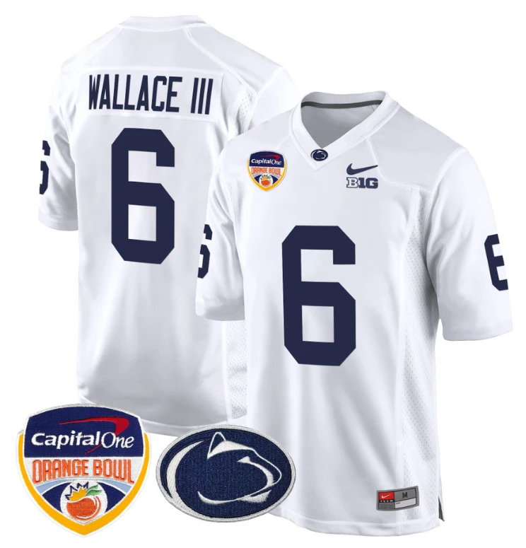 Harrison Wallace III Jersey #6 Custom Penn State Orange Bowl Patch White by My Store