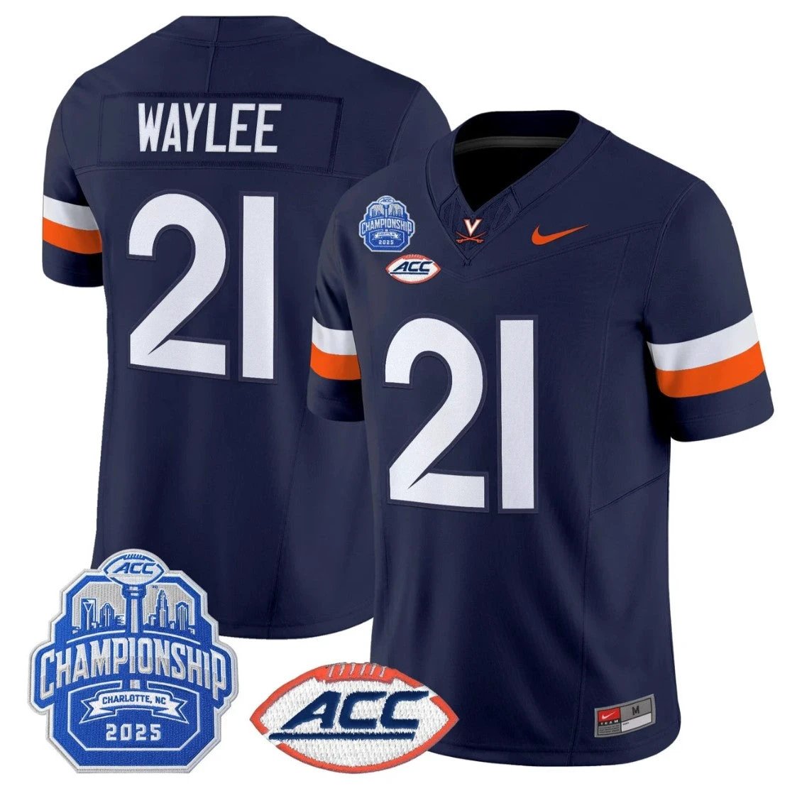 Harrison Waylee Jersey #21 Virginia Cavaliers 2025 ACC Championship Stitched Navy by NCAA Football Jersey