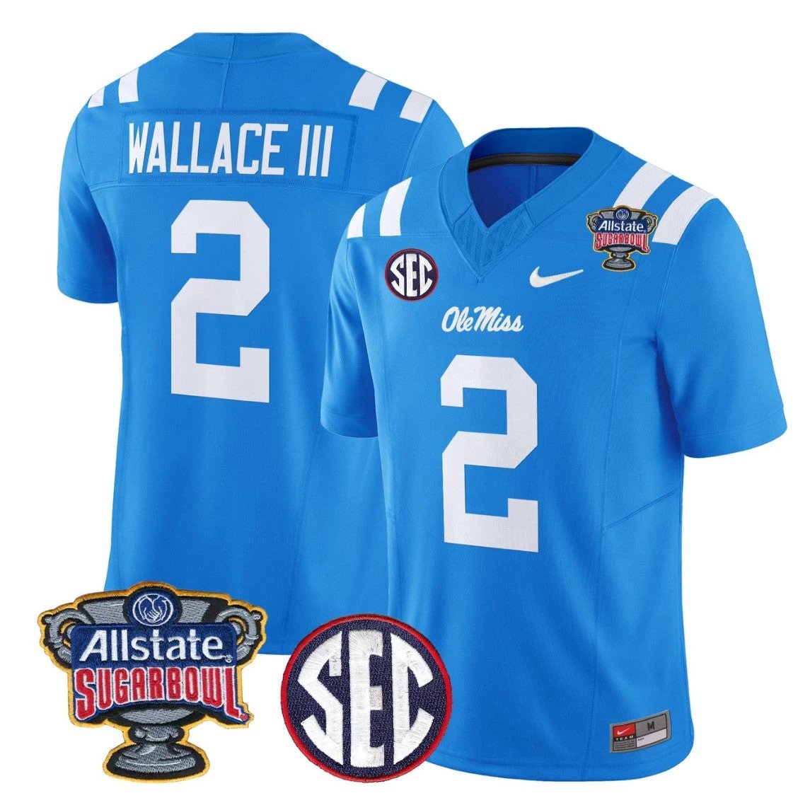 Harrison Wallace III Jersey #2 Ole Miss Rebels 2026 Sugar Bowl Stitched by My Store NCAA Football Jerseys