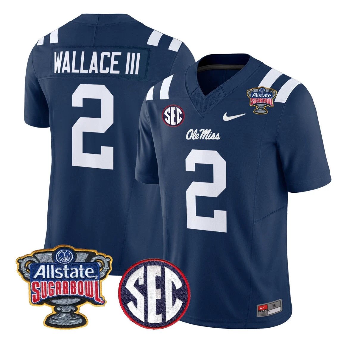 Harrison Wallace III Jersey #2 Ole Miss Rebels 2026 Sugar Bowl Stitched by My Store NCAA Football Jerseys