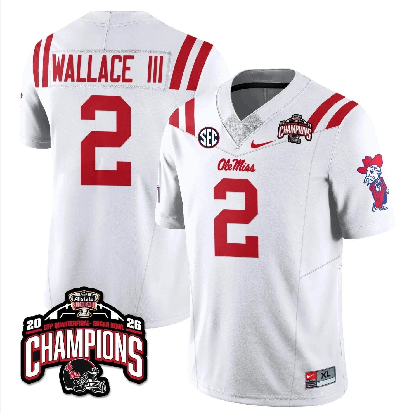 Harrison Wallace III Jersey #2 Ole Miss Sugar Bowl Champions Stitched by My Store NCAA Football Jerseys