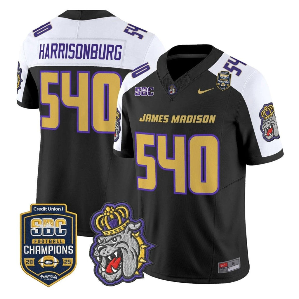 Harrisonburg Jersey #540 James Madison Dukes 2025 SBC Champions Stitched by My Store NCAA Football Jerseys