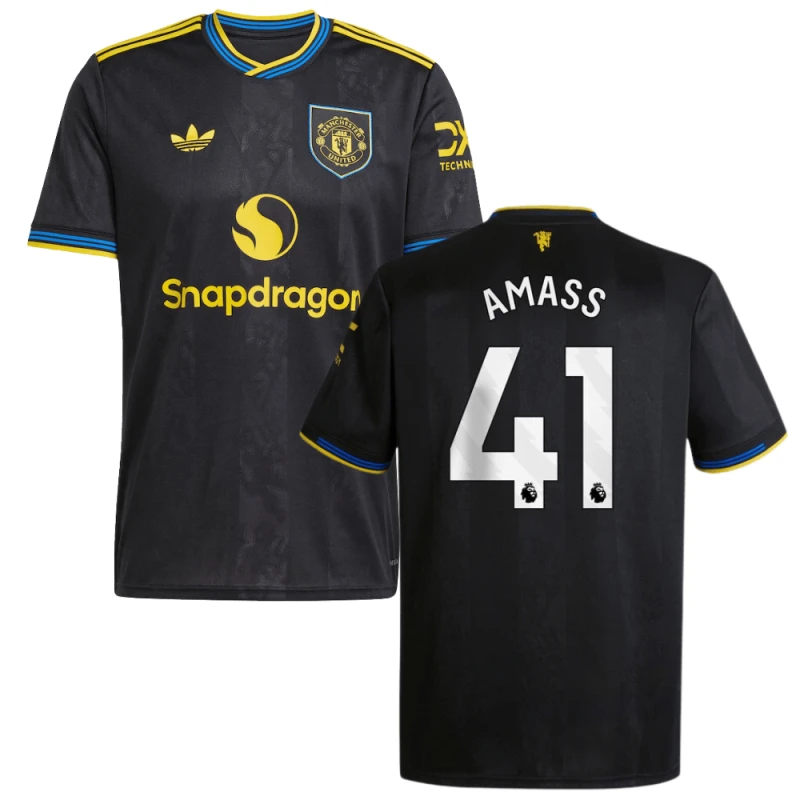 Harry Amass 41 Manchester United 2025-26 Third Match Jersey – Black by Soccer Jersey