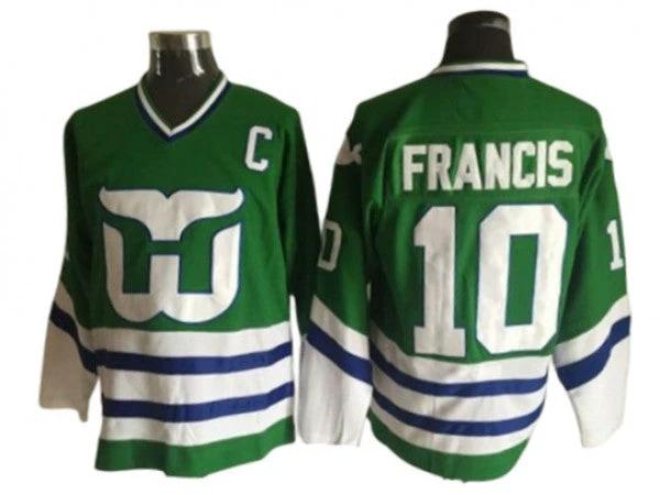 Hartford Whalers #10 Ron Francis 1984 Vintage CCM Jersey - Green by Hockey David