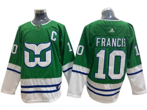 Hartford Whalers #10 Ron Francis Green Hockey Jersey by Hockey David
