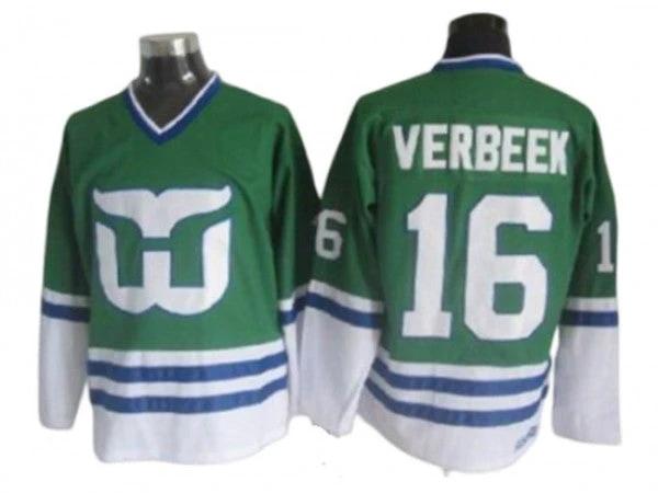 Hartford Whalers #16 Pat Verbeek 1989 Vintage CCM Jersey - Green by Hockey David