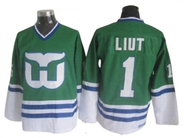 Hartford Whalers #1 Mike Liut 1989 Vintage CCM Jersey - Green by Hockey David