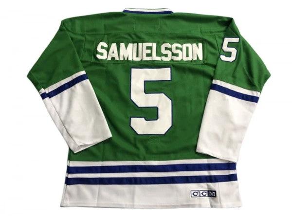 Hartford Whalers #5 Ulf Samuelsson 1989 Vintage CCM Jersey - Green by Hockey David