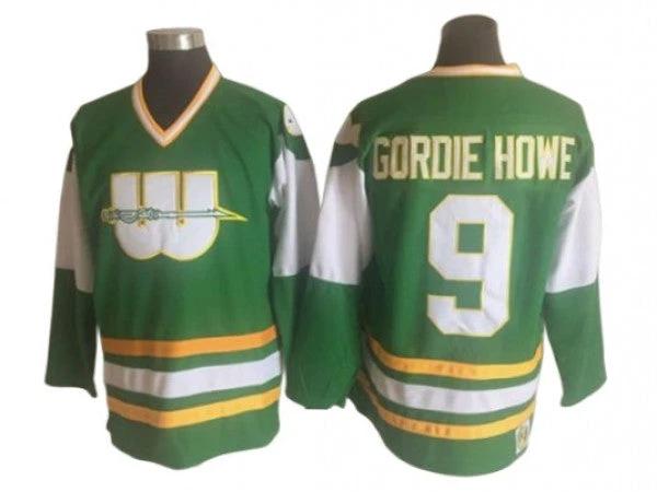 Hartford Whalers #9 Gordie Howe Vintage CCM Jersey - Green by Hockey David