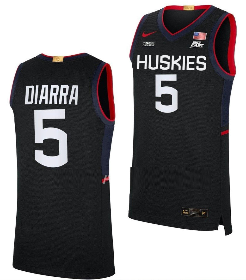Hassan Diarra Jersey UConn Huskies College Basketball Limited Black #5 by My store basketball