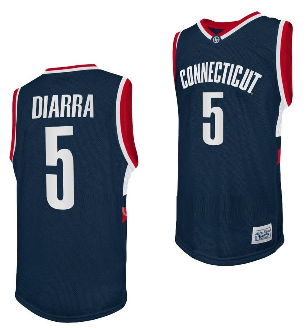 Hassan Diarra Jersey UConn Huskies College Basketball Navy Retro #5 by My store basketball