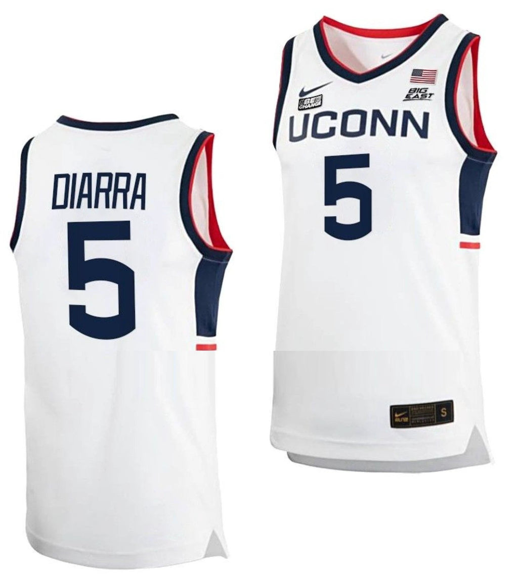 Hassan Diarra Jersey UConn Huskies College Basketball White Replica #5 by My store basketball