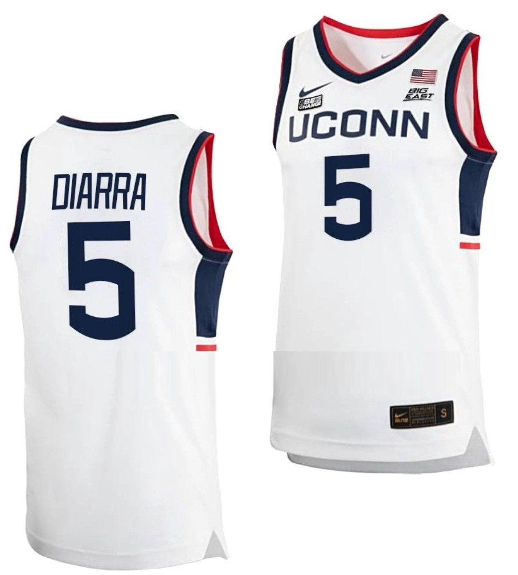 Hassan Diarra Jersey UConn Huskies College Basketball White Replica #5 by My store basketball