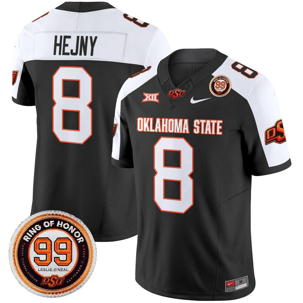Hauss Hejny Jersey #8 Oklahoma State Cowboys 2025 Leslie O'neal Patch Black Alter by My Store NCAA Football Jerseys