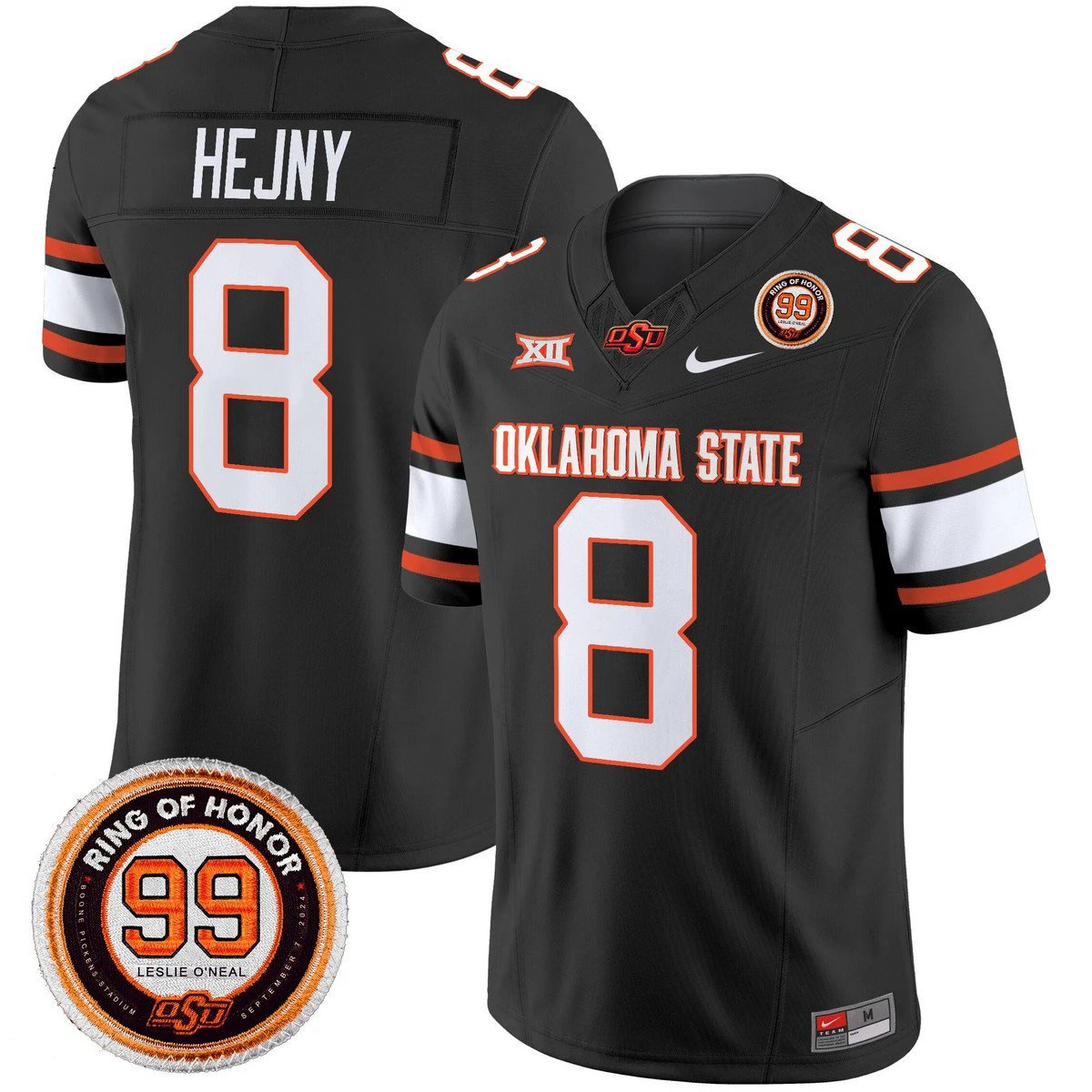 Hauss Hejny Jersey #8 Oklahoma State Cowboys 2025 Leslie O'neal Patch by My Store NCAA Football Jerseys