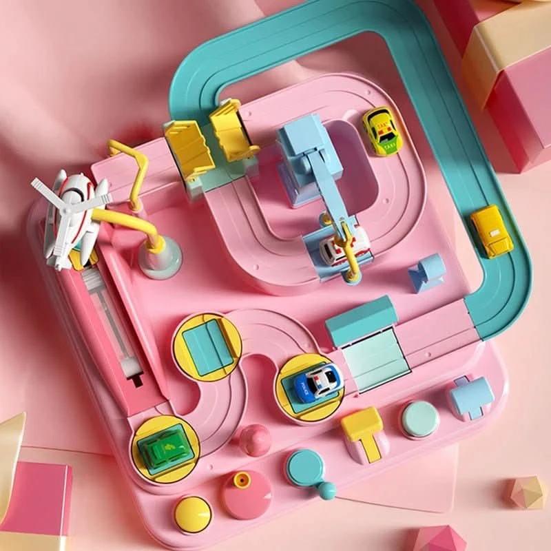 Interactive city playset with cars & helicopter for children aged 3+ by BowLift