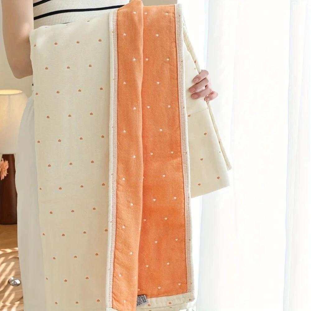 Heart Stitched Double-Spliced Cotton Gauze Blanket by Casa & Beyond