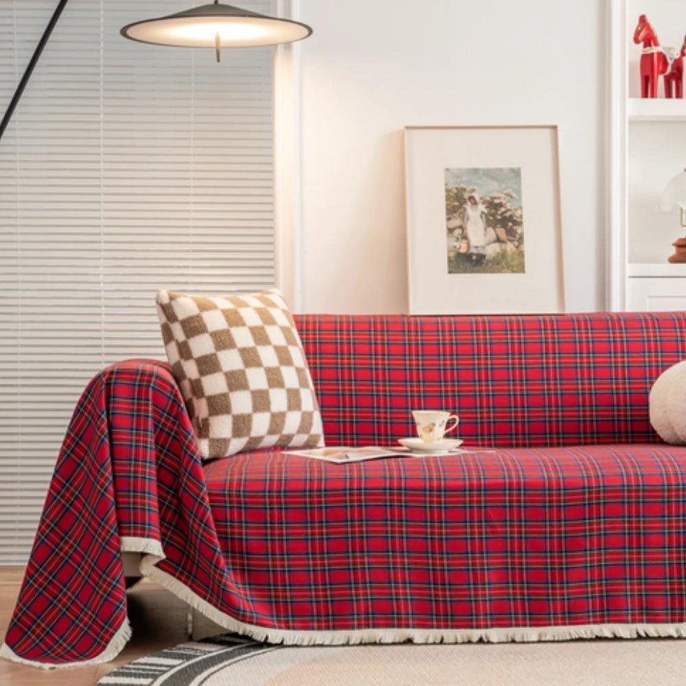 Hearthline Cottage Plaid Sofa Cover by Casa & Beyond