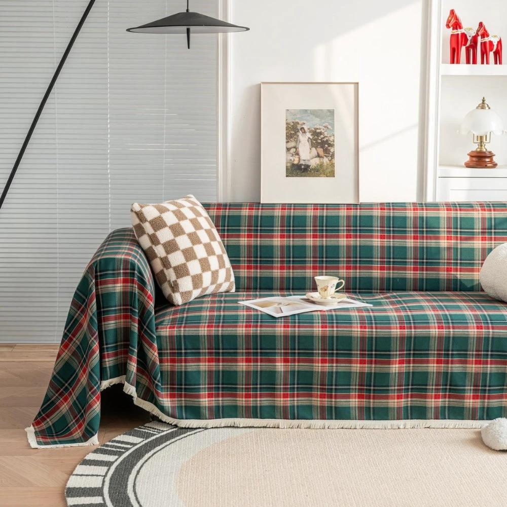 Hearthline Cottage Plaid Sofa Cover by Casa & Beyond