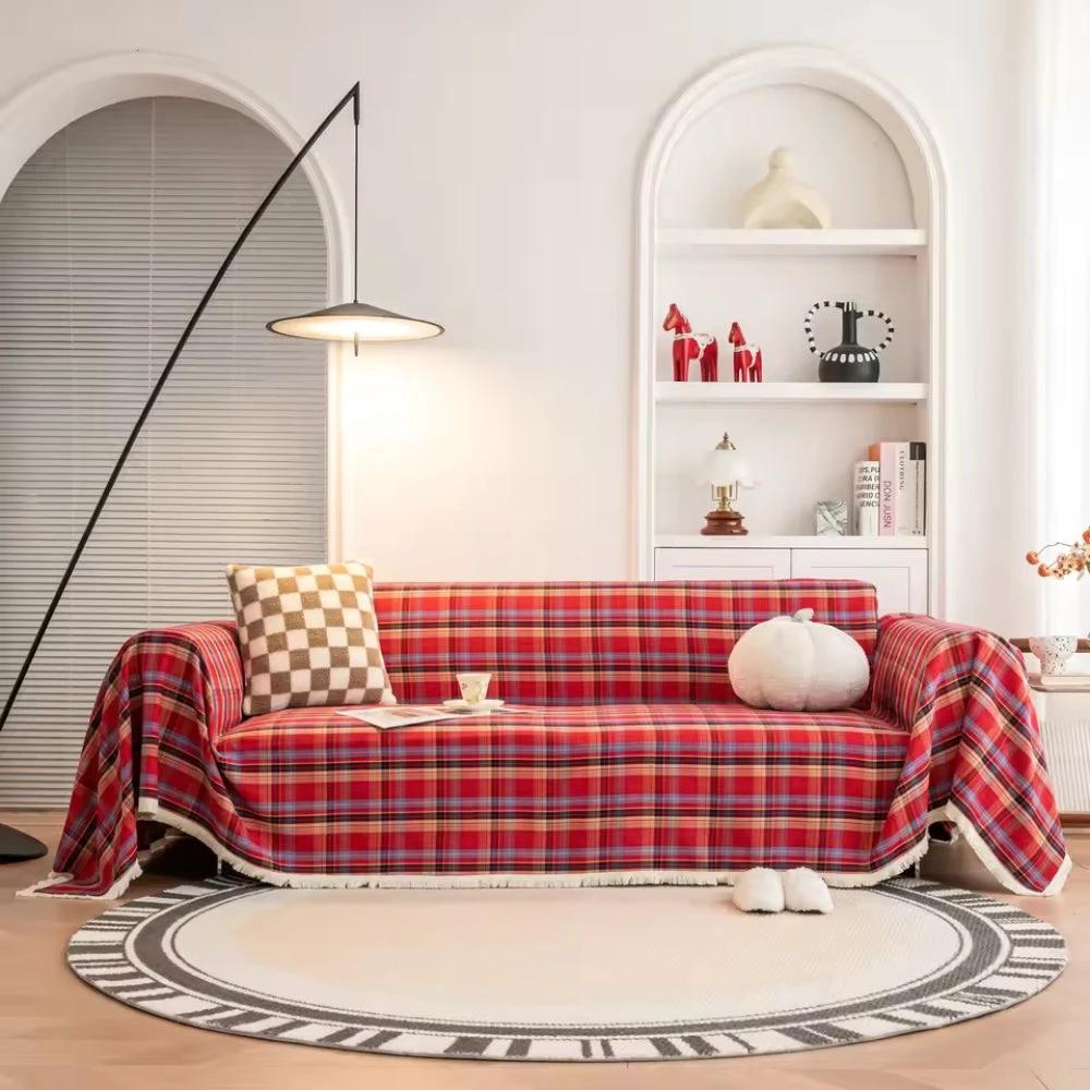 Hearthline Cottage Plaid Sofa Cover by Casa & Beyond