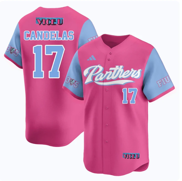 Hector Candelas Jersey #17 FIU Baseball 2025 Vice U Stitched Pink by My Store