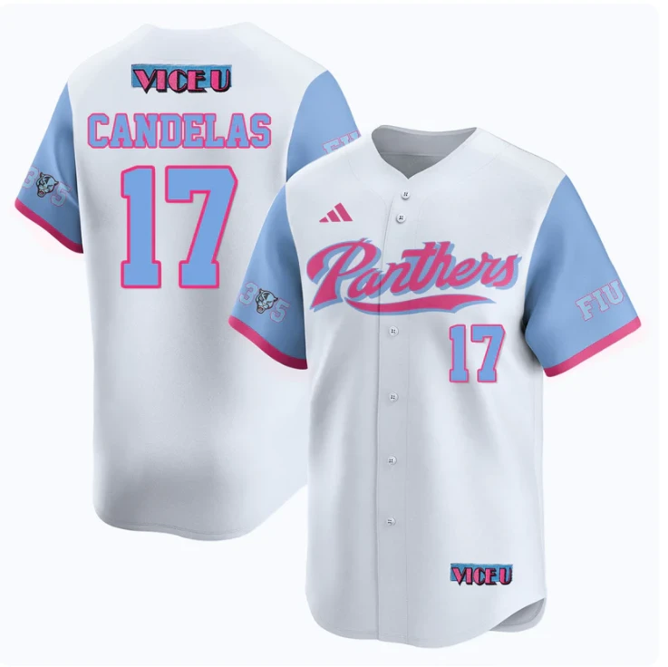 Hector Candelas Jersey #17 FIU Baseball 2025 Vice U Stitched White by My Store