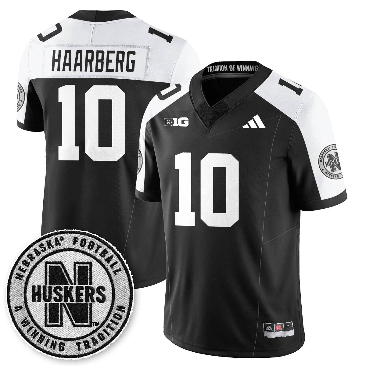 Heinrich Haarberg Jersey #10 Nebraska Football 2025 Blackout Stitched Black Alter by My Store NCAA Football Jerseys