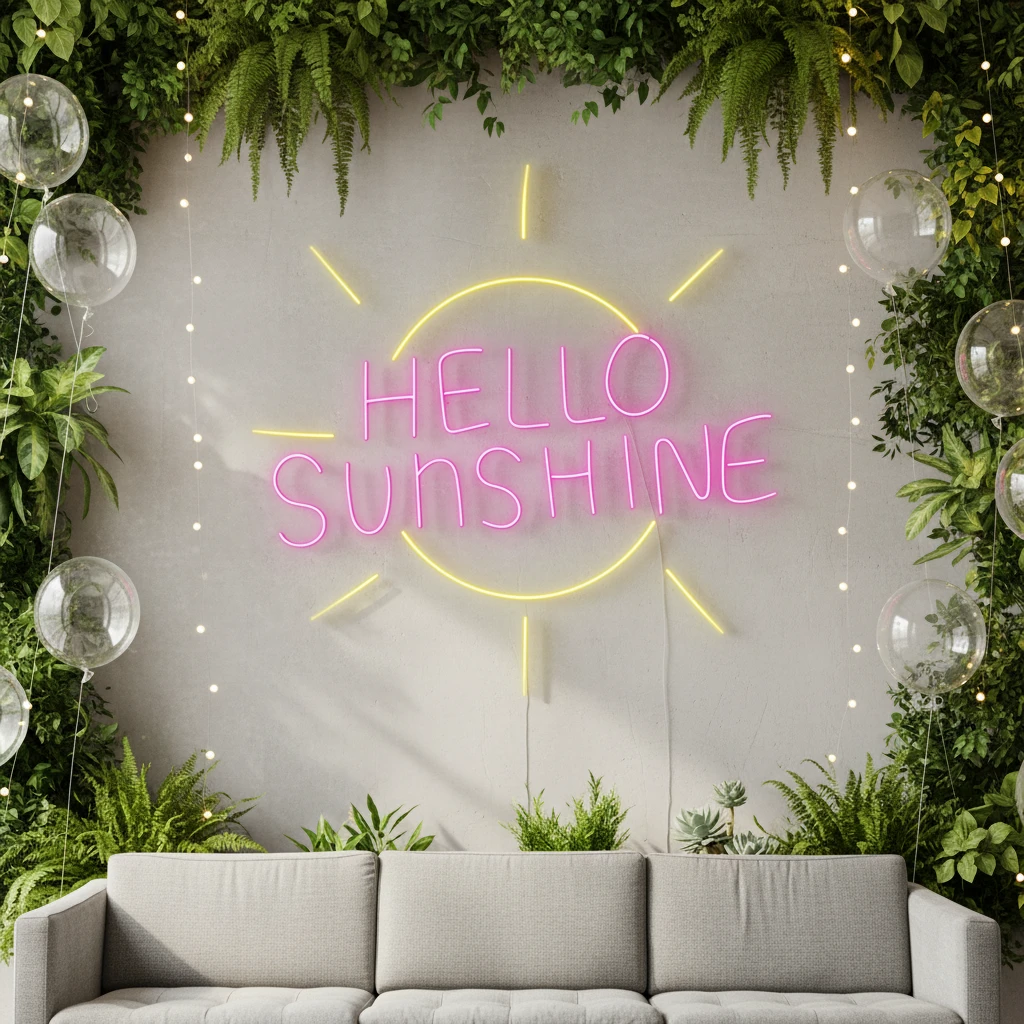 Hello Sunshine Neon Sign Custom Summer Party Decor Sign by Neonchics