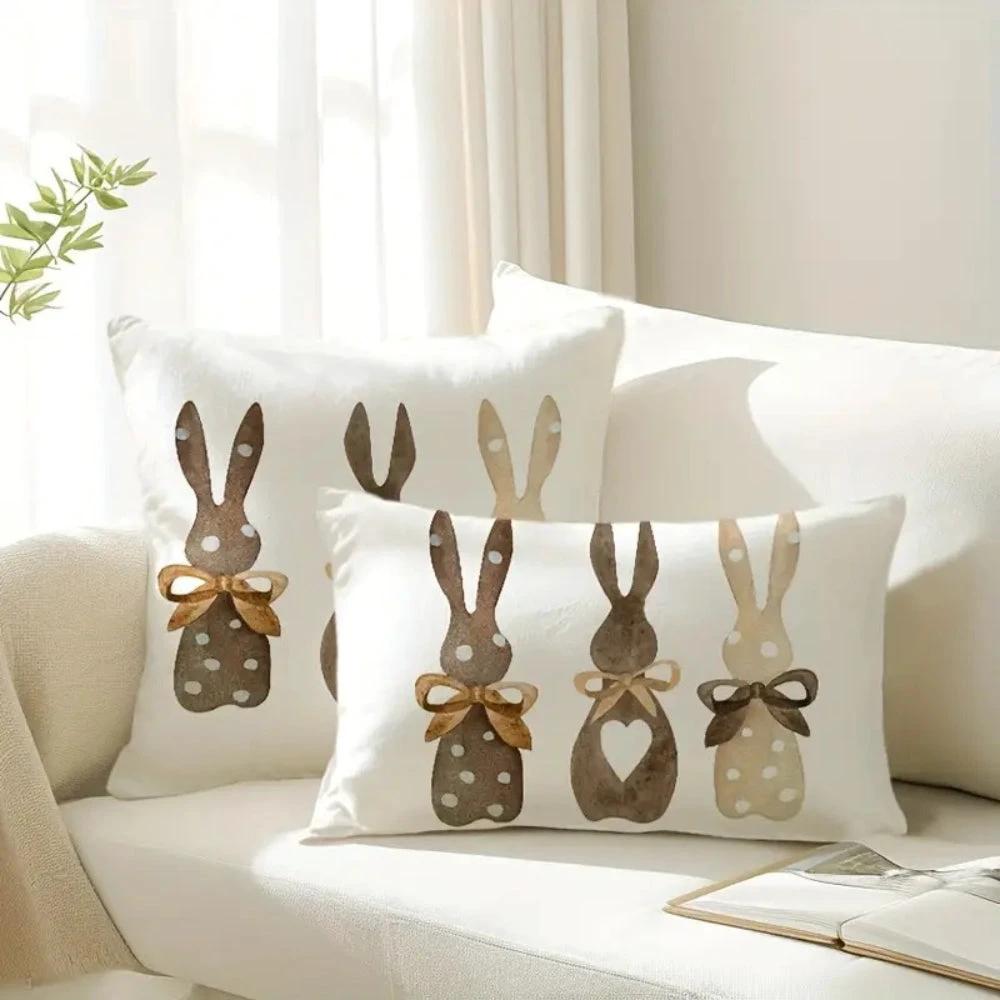 Hemp Three Bunny Cushion Cover by Casa & Beyond