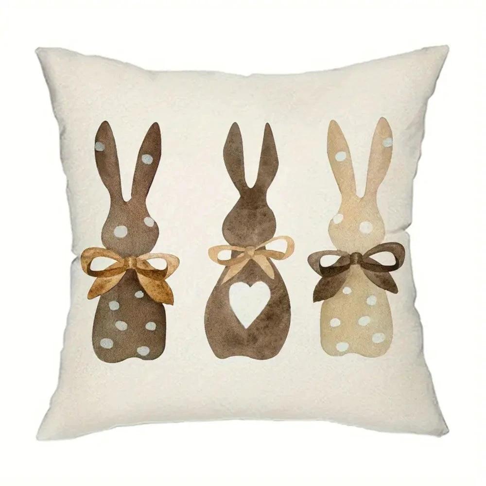 Hemp Three Bunny Cushion Cover by Casa & Beyond