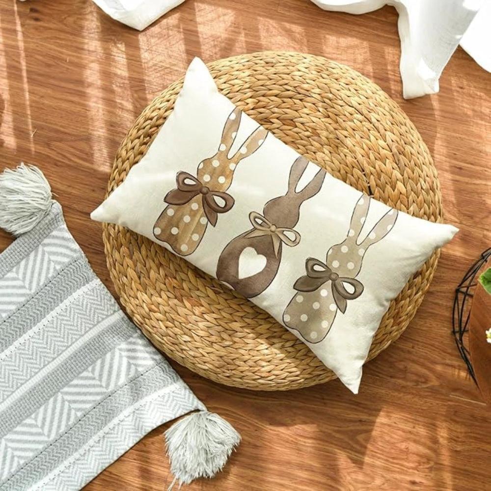Hemp Three Bunny Cushion Cover by Casa & Beyond