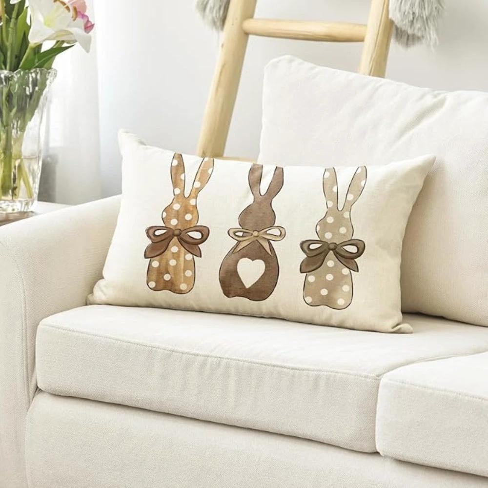 Hemp Three Bunny Cushion Cover by Casa & Beyond