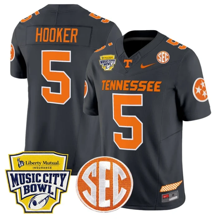 Hendon Hooker Jersey #5 Tennessee Vols 2025 Music City Bowl Stitched Grey by NCAA Football Jersey