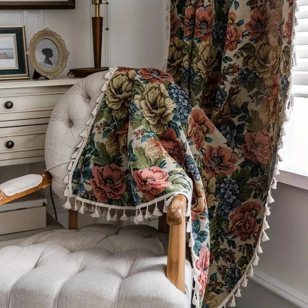 Heritage Rose Bloom Tassels Curtain by Casa & Beyond
