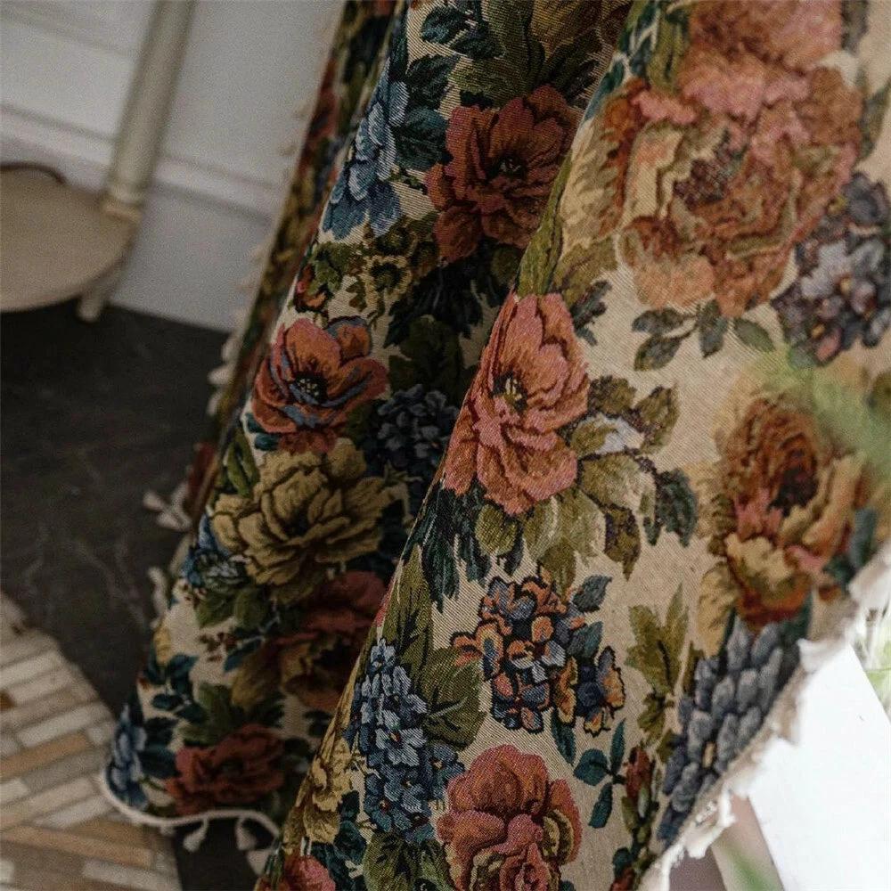 Heritage Rose Bloom Tassels Curtain by Casa & Beyond