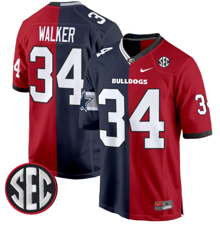 Herschel Walker Jersey #34 Georgia Bulldogs Split Football Game All Stitched by My Store