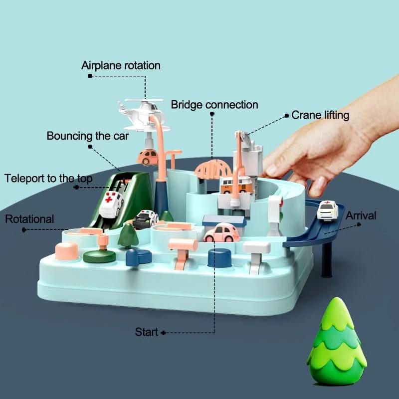 Interactive city playset with cars & helicopter for children aged 3+ by BowLift