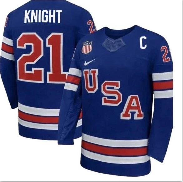 Hilary Knight Jersey #21 Team USA Winter Olympics 2026 Blue All STITCHED by Hockey David