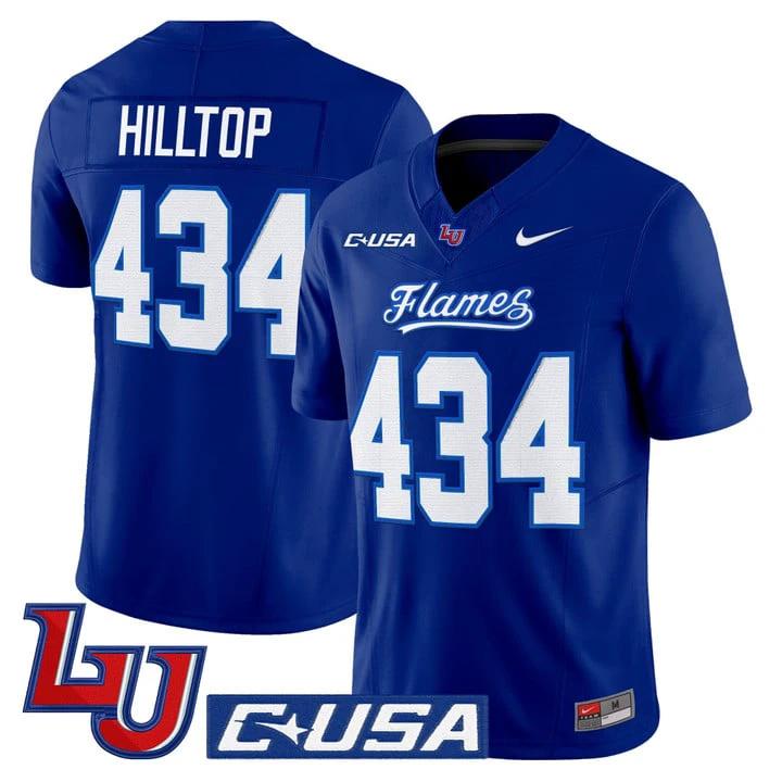 Hilltop Jersey #434 Liberty Flames 2025 Vapor Limited Stitched Mono Navy by My Store NCAA Football Jerseys