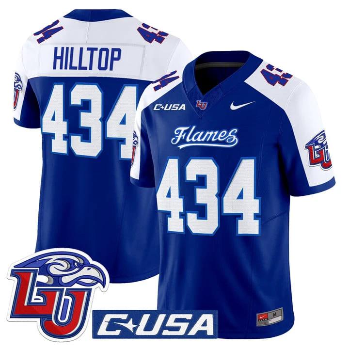 Hilltop Jersey #434 Liberty Flames 2025 Vapor Limited Stitched Navy Alter by My Store NCAA Football Jerseys