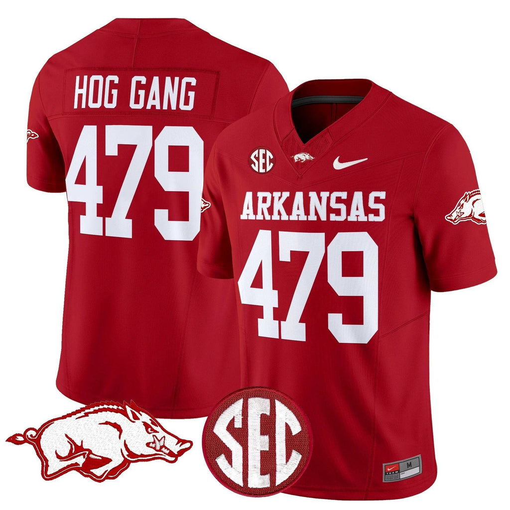Hog Gang Jersey #479 Arkansas Razorbacks Limited Stitched Cardinal by My Store
