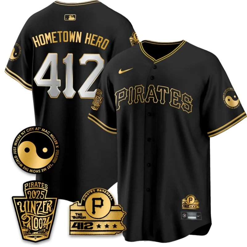 Hometown Hero Jersey #412 Pittsburgh Pirates Yinzerpalooza 2025 Black Gold by My Store