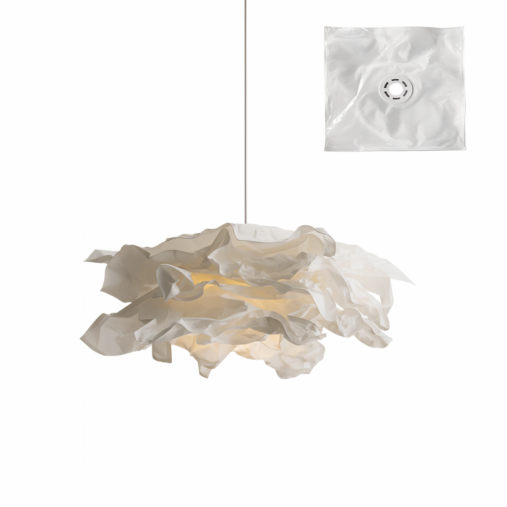 ShadeGlow Adjustable Pendant Light with Sculpted Paper Shade Design Bowlift by Bowlift