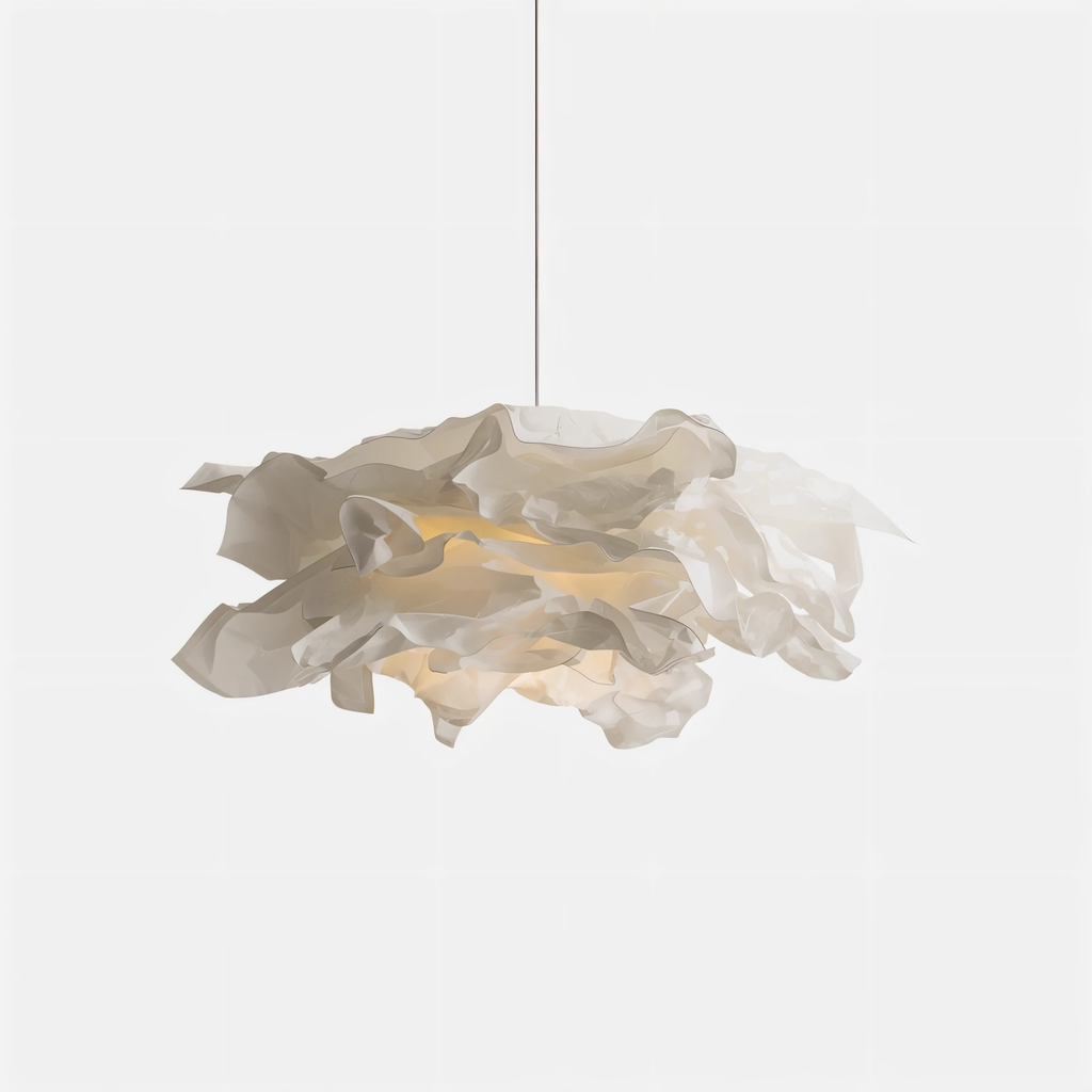 ShadeGlow Adjustable Pendant Light with Sculpted Paper Shade Design Bowlift by Bowlift