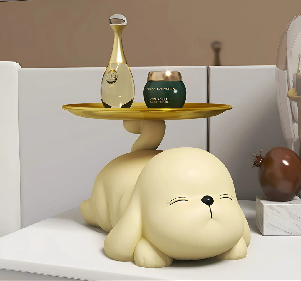 Decorative dog bowl holder with tray Bowlift by Bowlift