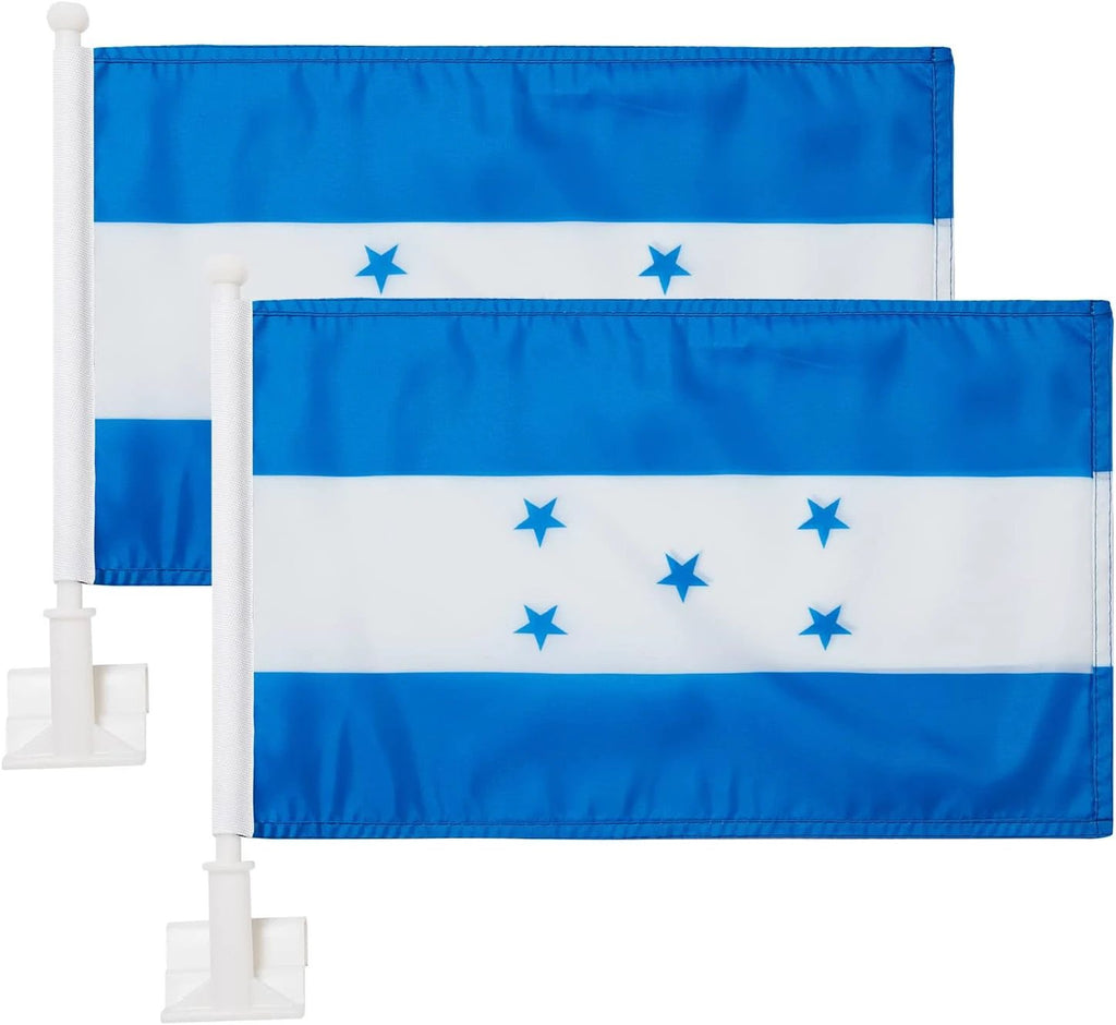 Flag of Honduras Car Window Flag of Honduras 11X18 Inch(28x46cm) 100% Polyester, With Strong White Flagpole by flagsshop