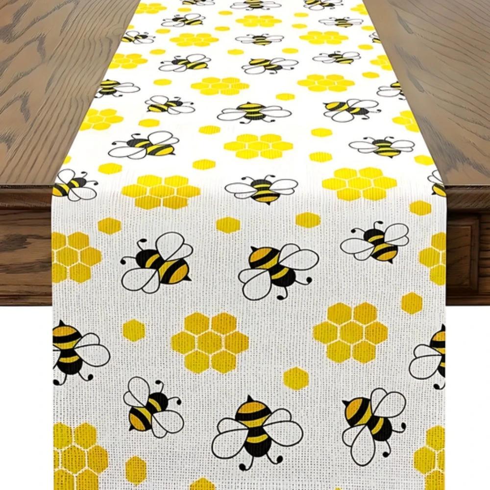 Honeycomb Buzz Linen Table Runner by Casa & Beyond