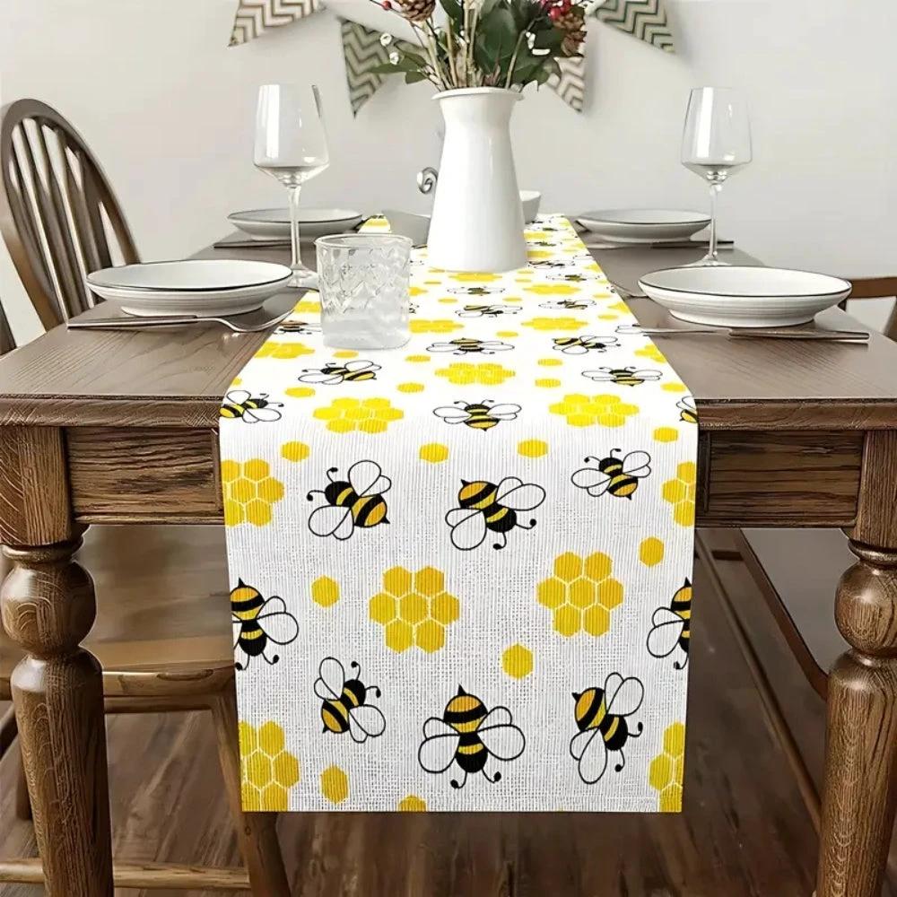 Honeycomb Buzz Linen Table Runner by Casa & Beyond