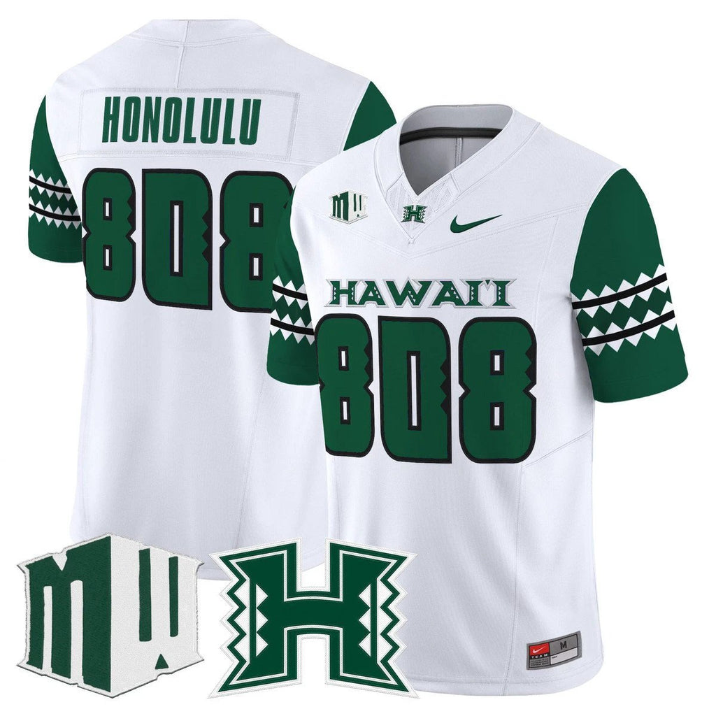 Honolulu Jersey #808 Hawai'i Rainbow Warriors 2025 Vapor Stitched White by My Store NCAA Football Jerseys